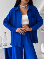 Relaxed Fit Shirt and Wide Leg Pants Set
