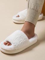 Fluffy Open Toe Comfort Slippers - Ladyez