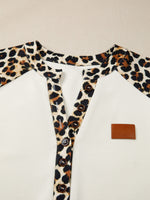Leopard Print Raglan Sleeve Blouse