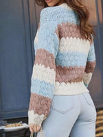Color Block Button Up Cardigan