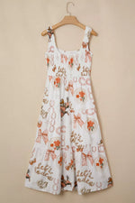 Western Horseshoe Print U-Neck Sleeveless Midi Dress