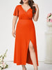 Plus Size Surplice Flutter Sleeve Dress