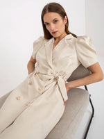 Tie Waist Short Sleeve Blazer Dress - Ladyez