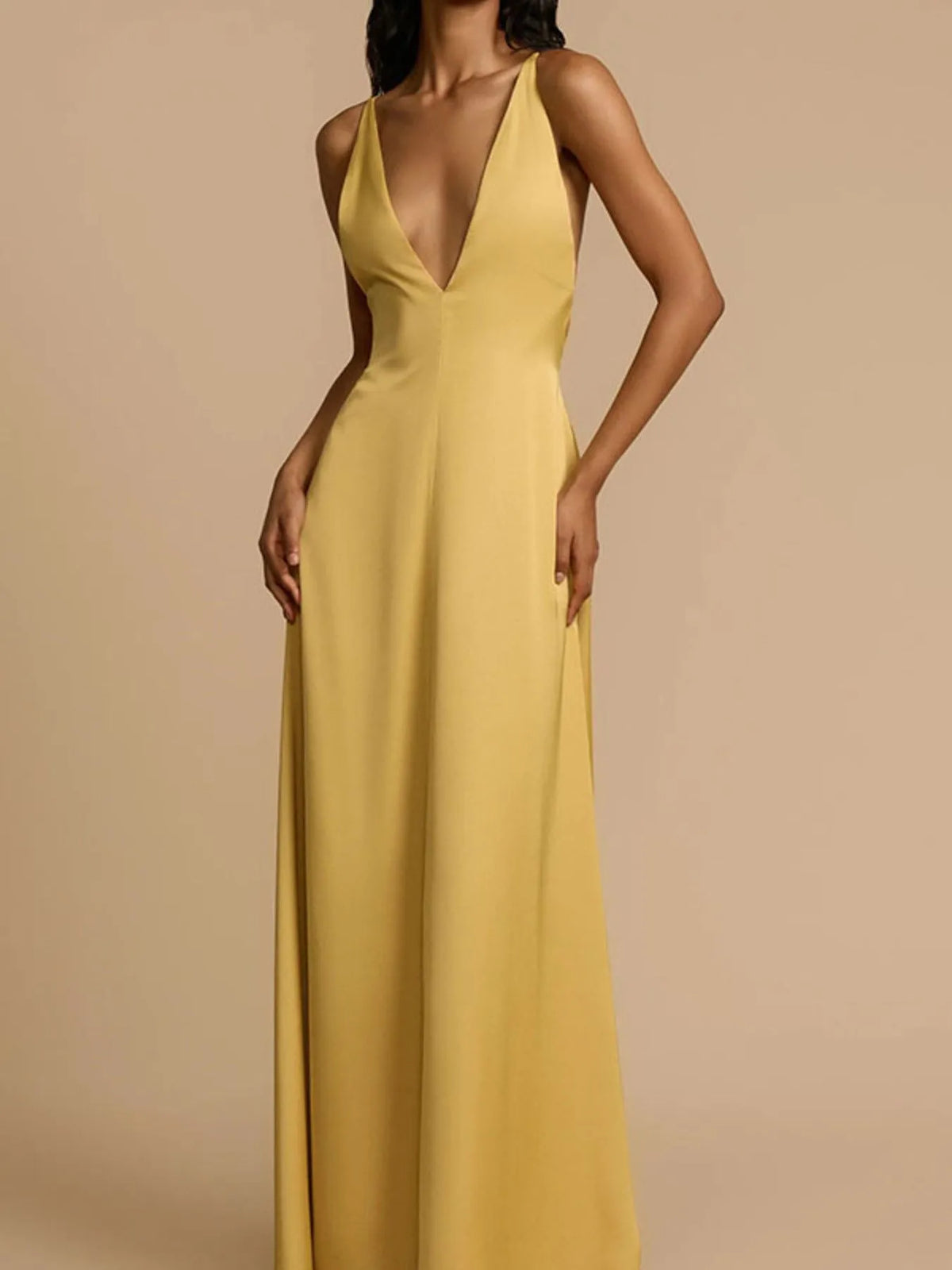 Deep V-Neck Maxi Dress - Ladyez