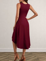 Ruched Round Neck Sleeveless Dress - Ladyez