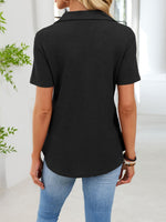 Waffle Knit Button Detail T-Shirt