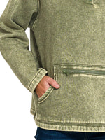 Zenana Fleece Washed High Neck Kangaroo Pocket Sweatshirt