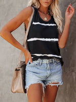 Full Size Striped Round Neck Tank Top Plus Size - Ladyez