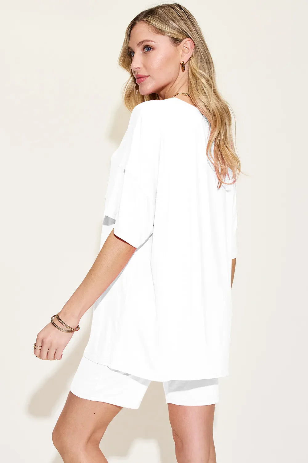 Basic Bae Bamboo Full SizeV-Neck Drop Shoulder T-Shirt and Shorts Set