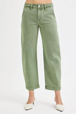 RISEN Full Size Tummy Control High Rise Crop Barrel Jeans Plus Size - Ladyez