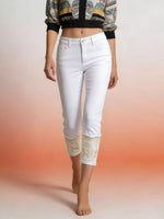 Full Size Lace Trimmed Capri Jeans Plus Size