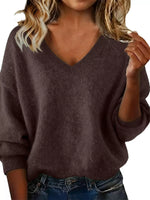 Full Size V-Neck Dropped Shoulder Sweater Plus Size