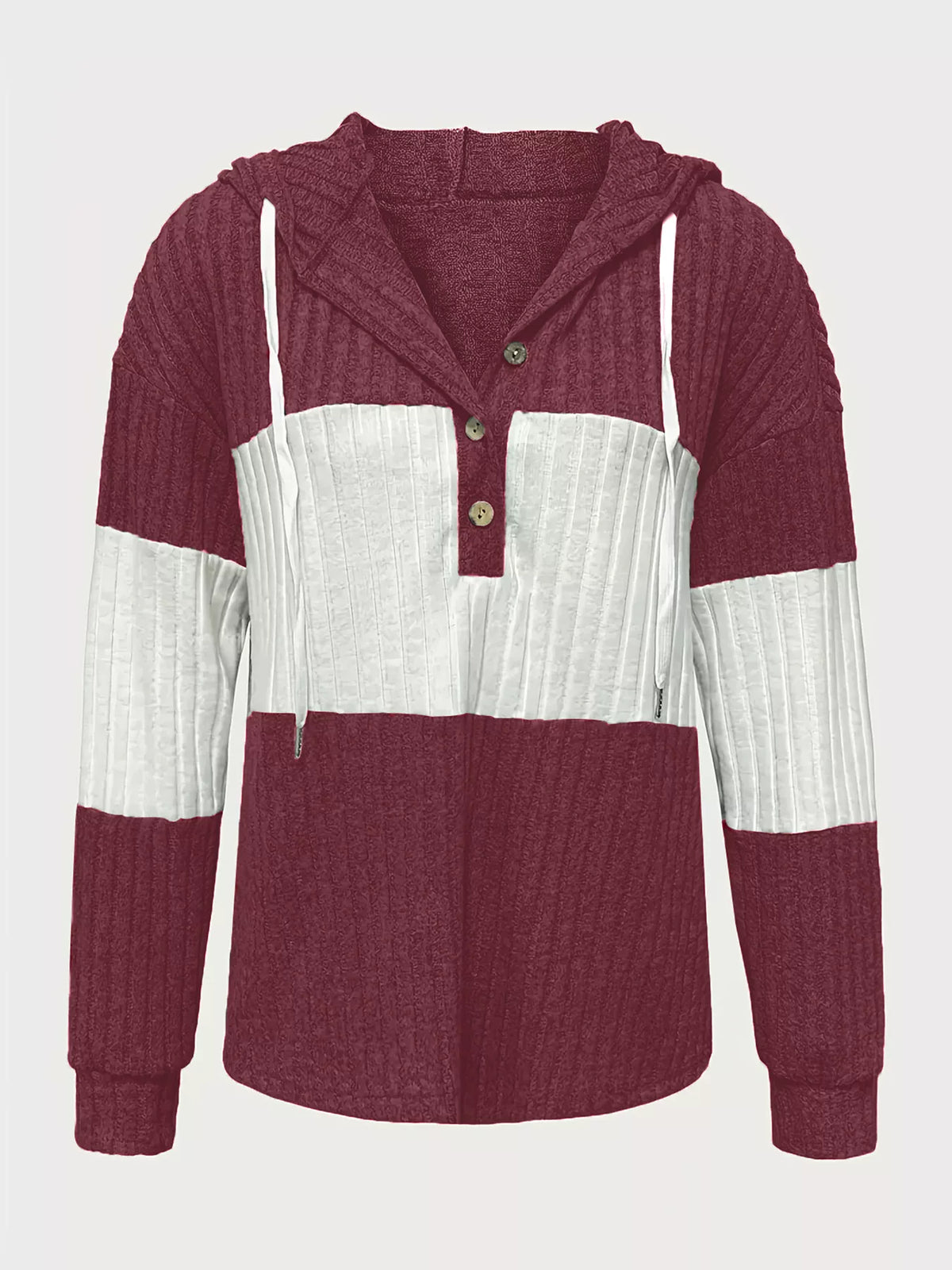 Color Block Drawstring Long Sleeve Hoodie