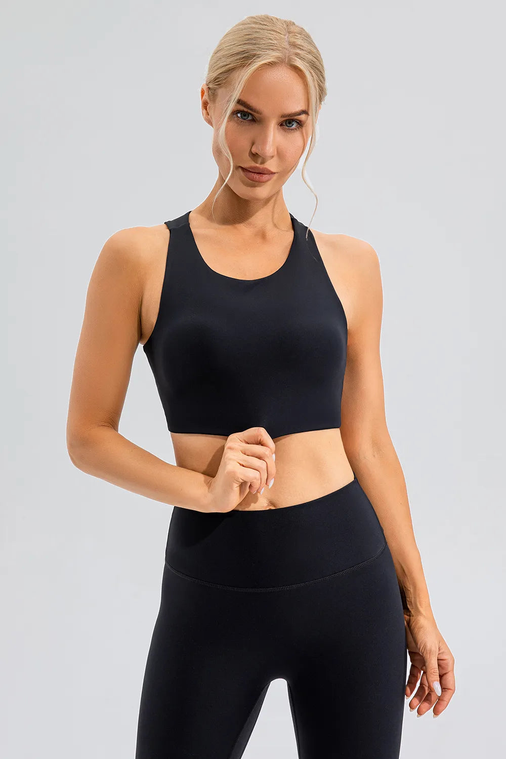 Round Neck Cutout Cropped Active Tank - Ladyez