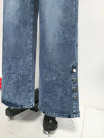 High Waist Button Decor Wide Leg Jeans
