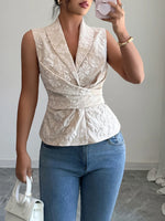 Flower Ruched Sleeveless Tank - Ladyez