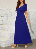 Surplice Short Sleeve Maxi Dress - Ladyez