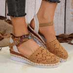 Floral Ankle Strap Espadrille Sandals