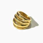 18K Gold-Plated Multi-Layer Statement Ring - Ladyez