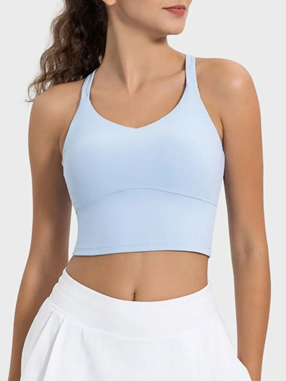 Millennia Crisscross Round Neck Active Tank - Ladyez