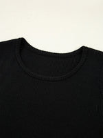 Ribbed Knit Cold Shoulder Sweater