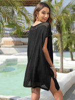 Crochet Trim Beach Cover Up Dress - Ladyez