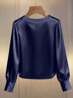 Pearl Trim Round Neck Silk Blouse