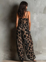 Leopard Front Tie Detail Wide-Leg Jumpsuit
