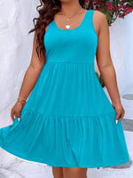 Plus Size Tiered Scoop Neck Tank Dress - Ladyez