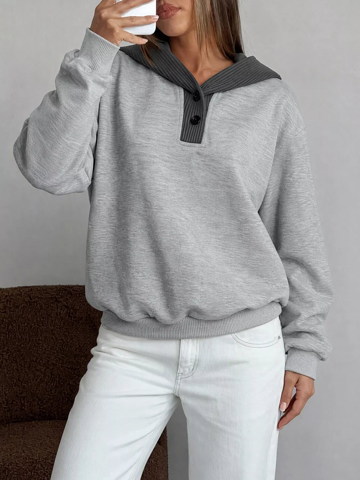 Dropped Shoulder Long Sleeve Hoodie