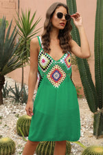 Geometric V-Neck Spaghetti Strap Cover Up Dress - Ladyez
