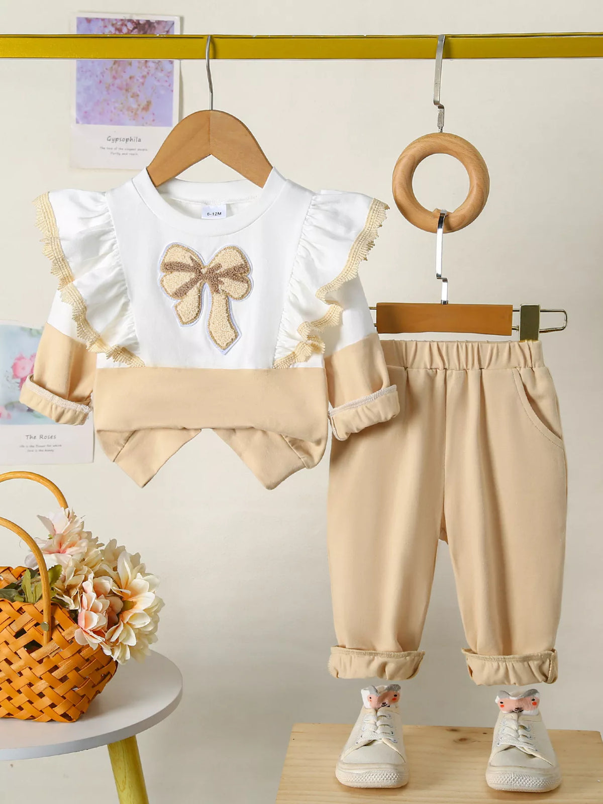 Children's Flower Long Sleeve Top and Pants Set
