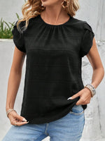 Round Neck Petal Sleeve Top