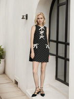 Bow Front Polka Dot Sleeveless Dress