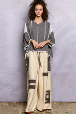 POL Short Sleeve Hoodie Top with Lace Detail
