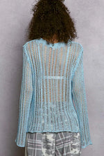 POL Openwork Round Neck Knit Cover Up