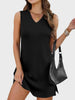 Slit V-Neck Sleeveless Mini Dress