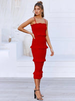 Smocked Ruffled Midi Cami Dress - Ladyez