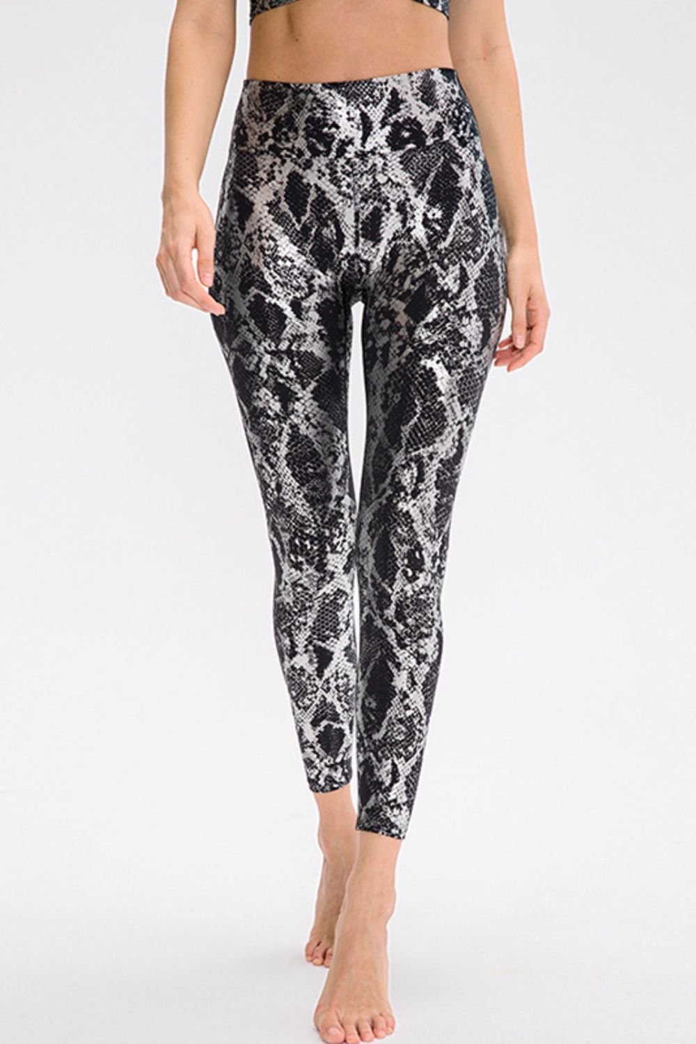 Animal Print Slim Fit Wide Waistband Long Sports Pants - Ladyez