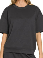 Zenana Scuba Short Sleeve Top & Shorts Set