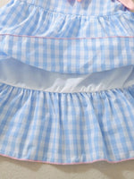 Children's Layered Ruffle Gingham Dress with Bows
