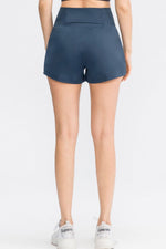Wide Waistband Sports Shorts with Pockets - Ladyez