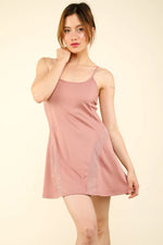 VERY J Mesh Detail Tennis Mini Active Dress with Shorts Inside