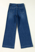 Wide Leg Pocketed High Waist Jeans - Ladyez