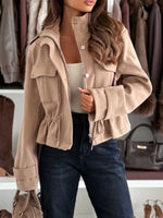 Drawstring Button-Up Casual Jacket