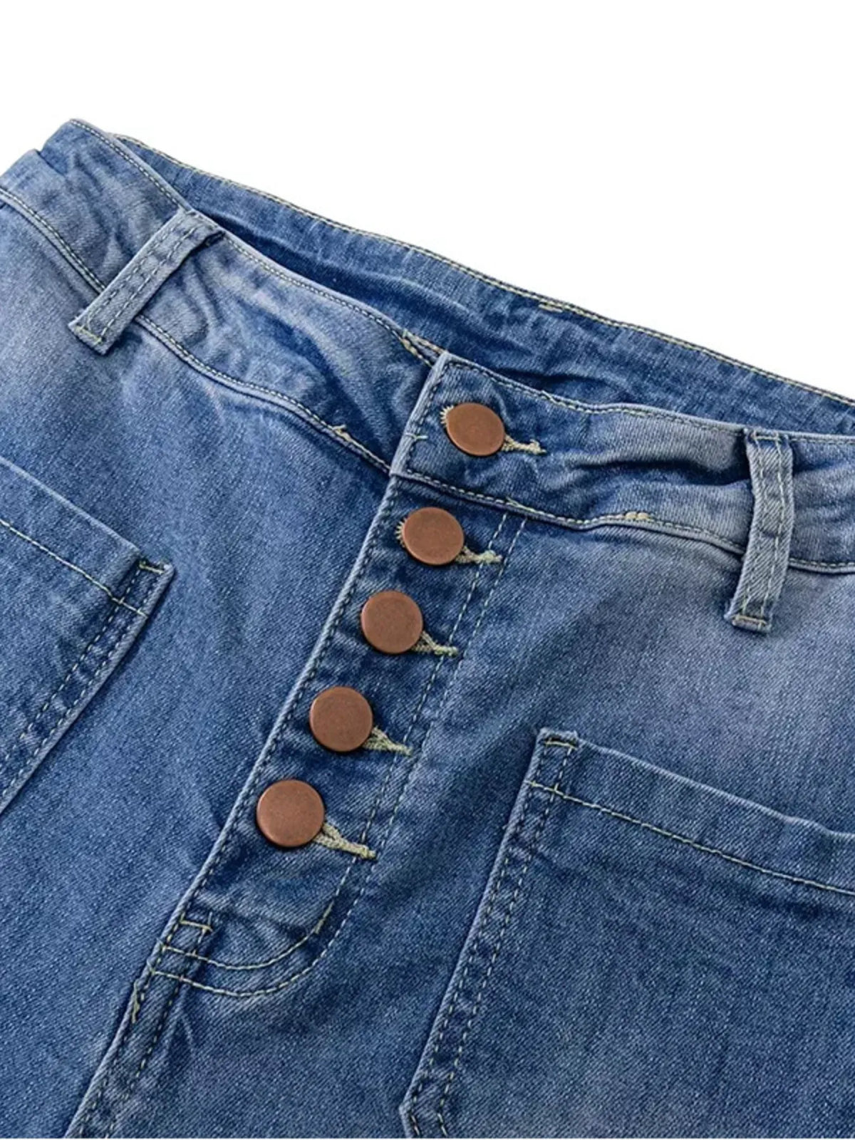 Full Size High Waisted Button-Fly Flare Jeans Plus Size - Ladyez