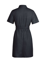 Zip Front Short Sleeve Denim Dress