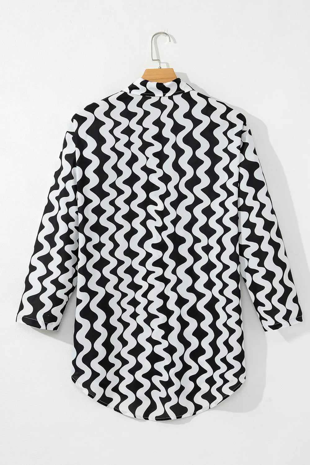 Button Down Contrast Striped Cover-Up - Ladyez