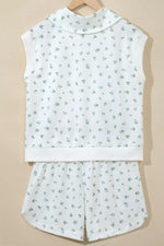 Floral Print Half Zip Top Matching Short Set