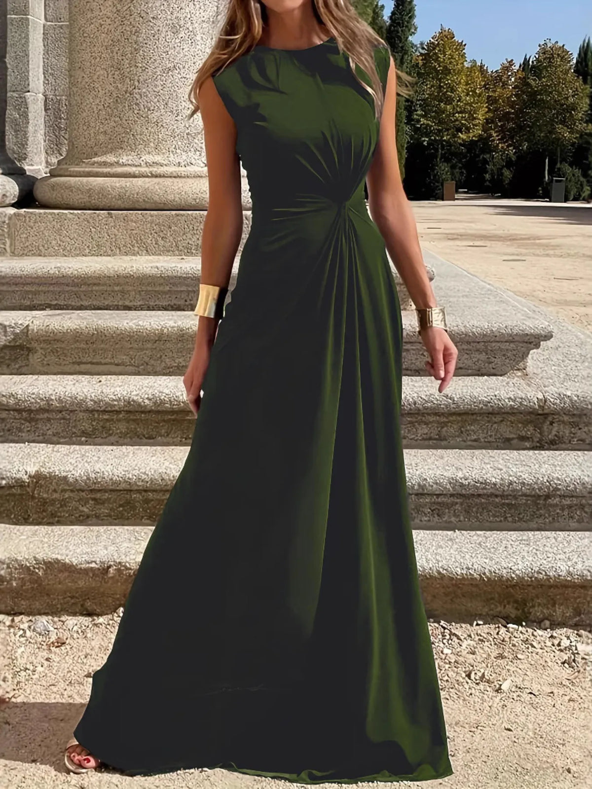 Round Neck Sleeveless Maxi Dress - Ladyez